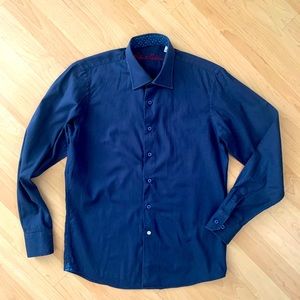 Robert Graham youth long sleeve blue on blue dress shirt L